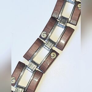 BRIGHTON MILANO BROWN & CREAM LINK BRACELET